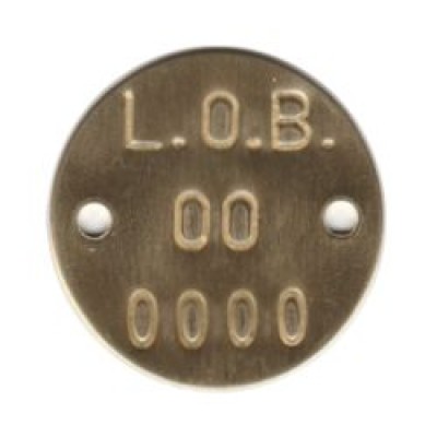 Numbered L.O.B. Brass tokens Pack of 100